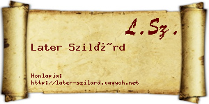 Later Szilárd névjegykártya